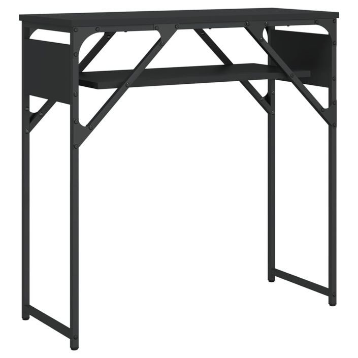 Table console avec étagère noir 75x30x75 cm bois d'ingénierie - Photo n°6