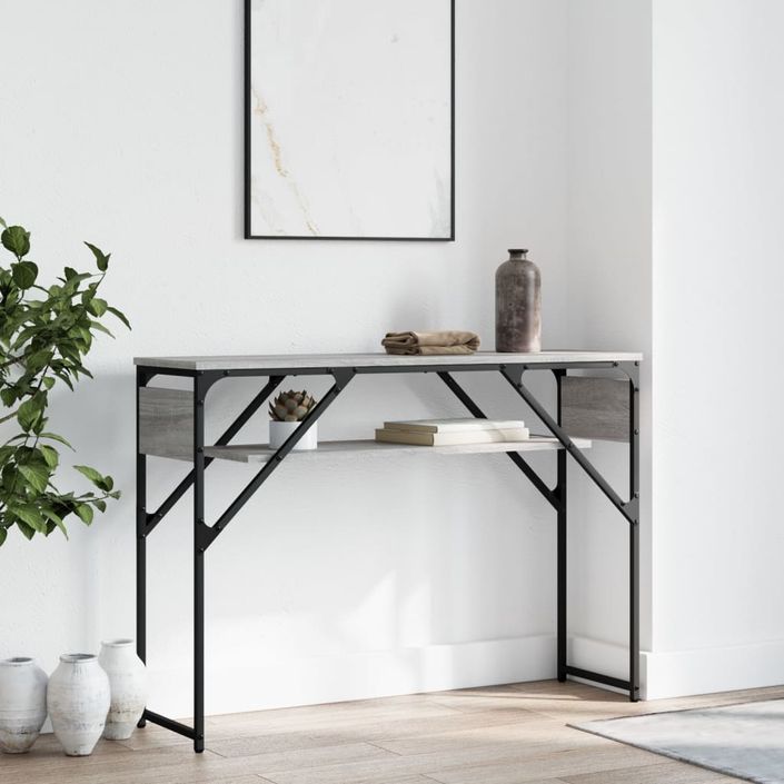 Table console avec étagère sonoma gris 105x30x75 cm - Photo n°2