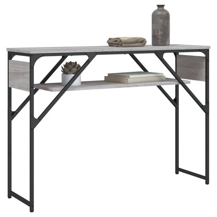 Table console avec étagère sonoma gris 105x30x75 cm - Photo n°3