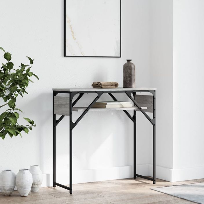 Table console avec étagère sonoma gris 75x30x75 cm - Photo n°2