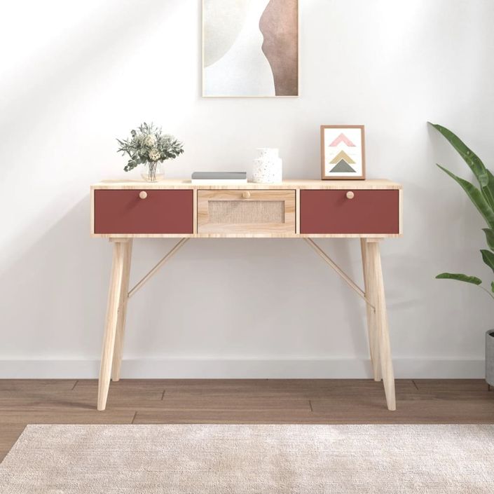 Table console avec tiroirs 105x30x75 cm bois d'ingénierie - Photo n°1