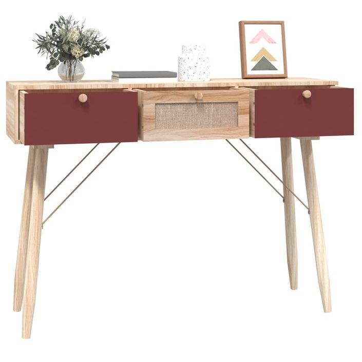 Table console avec tiroirs 105x30x75 cm bois d'ingénierie - Photo n°3