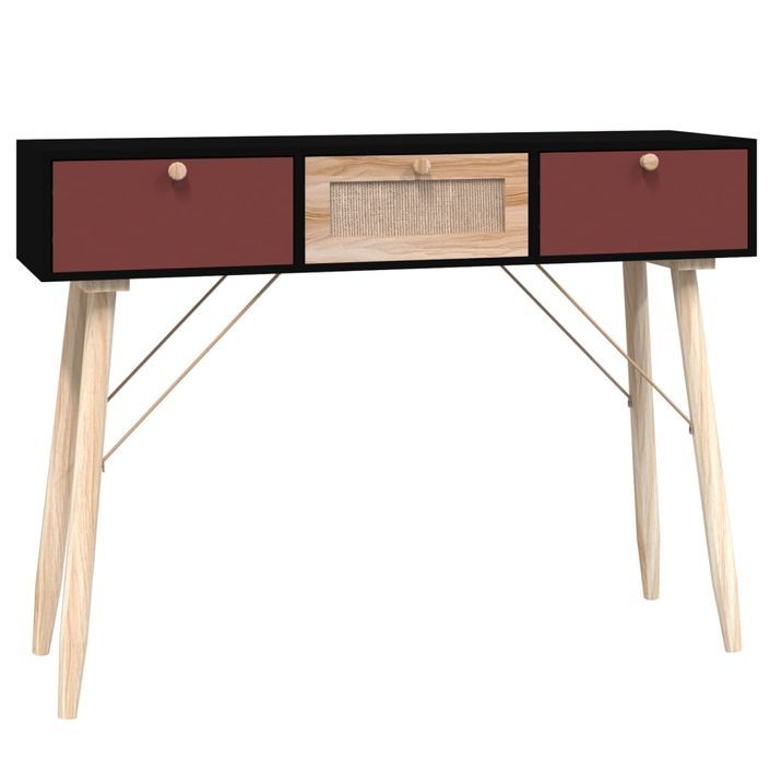 Table console avec tiroirs 105x30x75 cm bois d'ingénierie - Photo n°2
