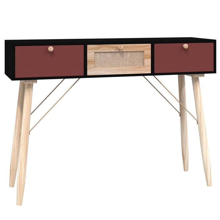 Table console avec tiroirs 105x30x75 cm bois d'ingénierie - Photo n°1