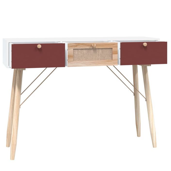 Table console avec tiroirs 105x30x75 cm bois d'ingénierie - Photo n°4