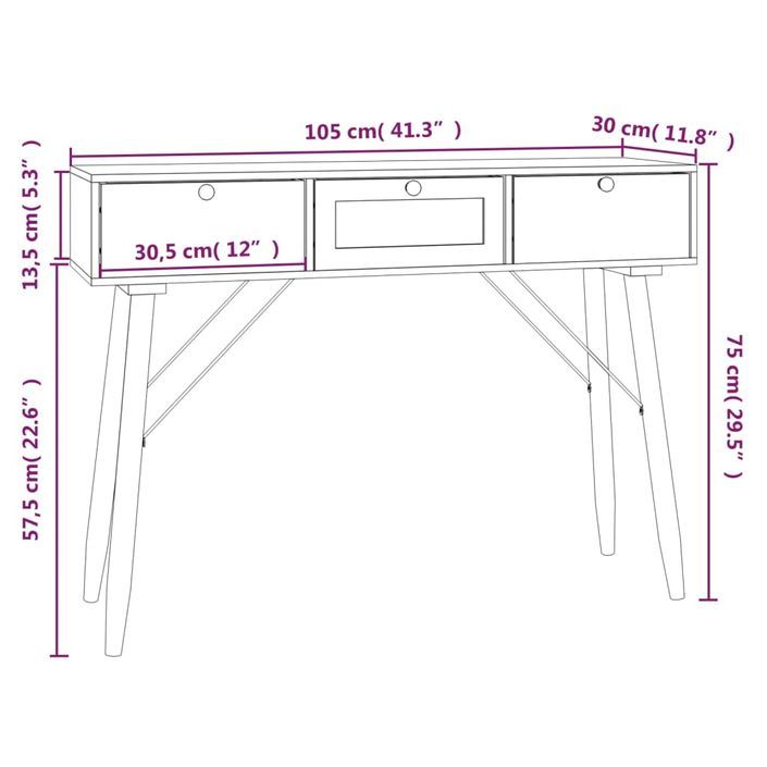 Table console avec tiroirs 105x30x75 cm bois d'ingénierie - Photo n°7