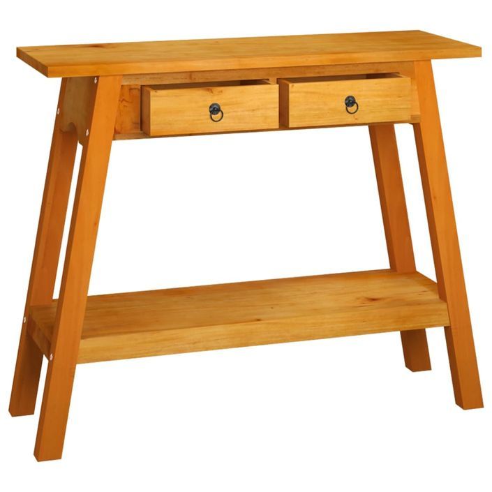 Table console avec tiroirs 90x30x75 cm bois d'acajou massif - Photo n°3