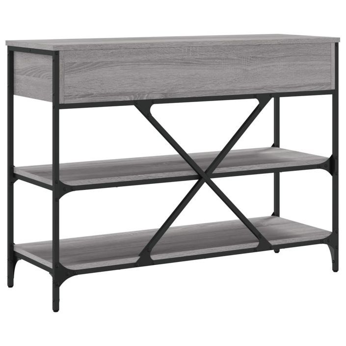 Table console avec tiroirs et étagères gris bois d'ingénierie - Photo n°8