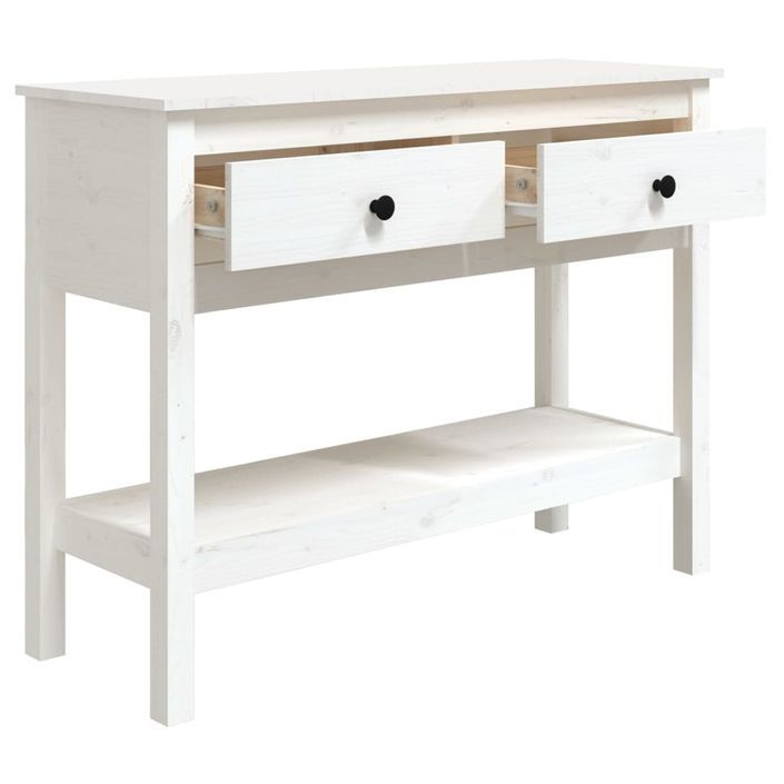 Table console Blanc 100x35x75 cm Bois massif de pin - Photo n°7