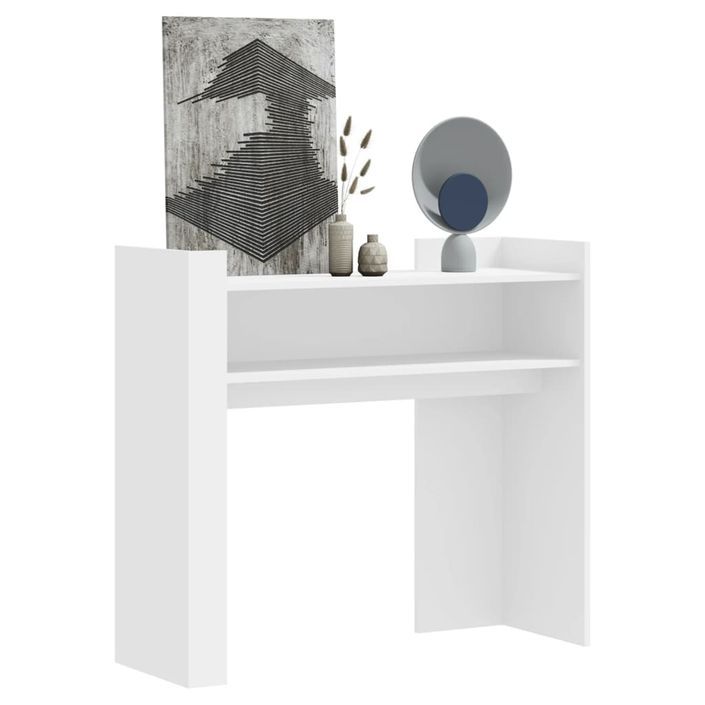 Table console blanc 100x35x90 cm bois d’ingénierie - Photo n°1