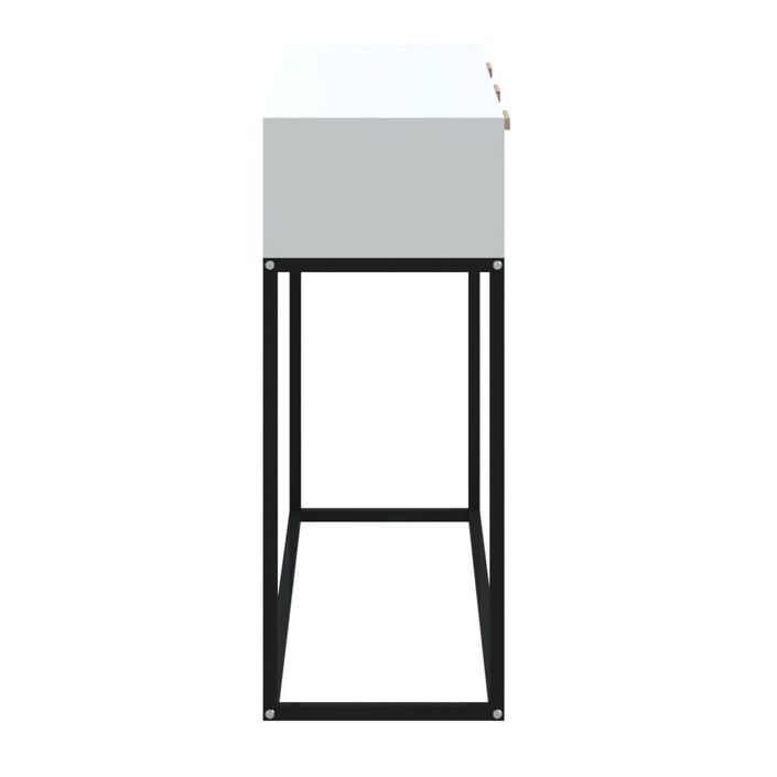 Table console blanc 105x30x75 cm bois d'ingénierie et fer - Photo n°6