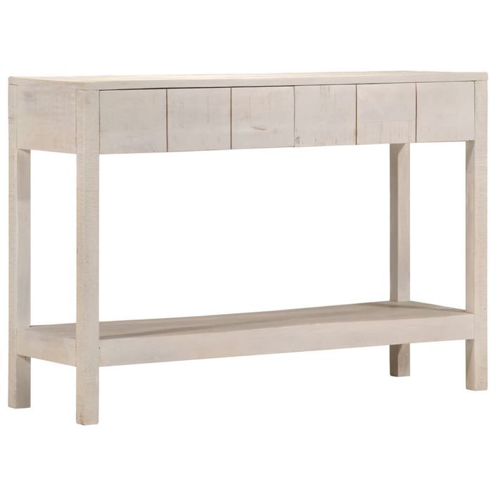 Table console blanc 110x35x75 cm bois de manguier solide - Photo n°1