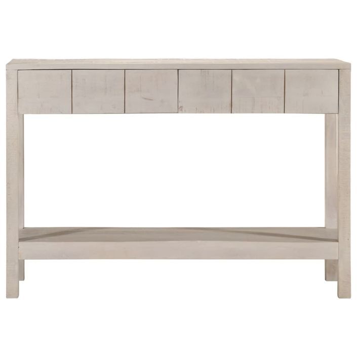 Table console blanc 110x35x75 cm bois de manguier solide - Photo n°2