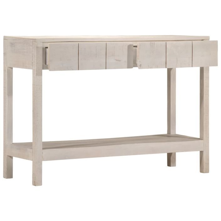 Table console blanc 110x35x75 cm bois de manguier solide - Photo n°5