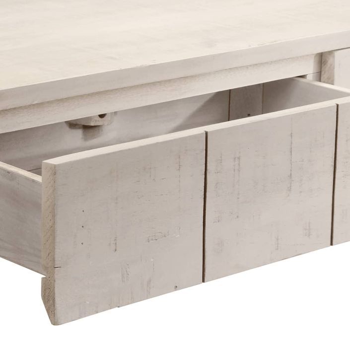 Table console blanc 110x35x75 cm bois de manguier solide - Photo n°7