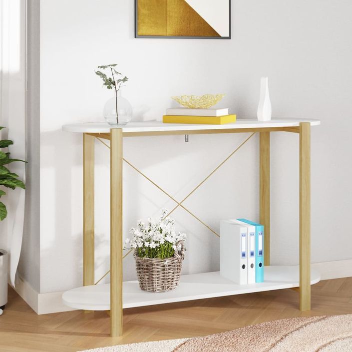 Table console Blanc 110x38x75 cm Bois d'ingénierie - Photo n°1