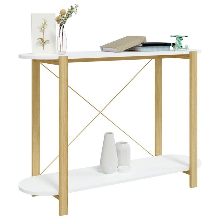 Table console Blanc 110x38x75 cm Bois d'ingénierie - Photo n°4