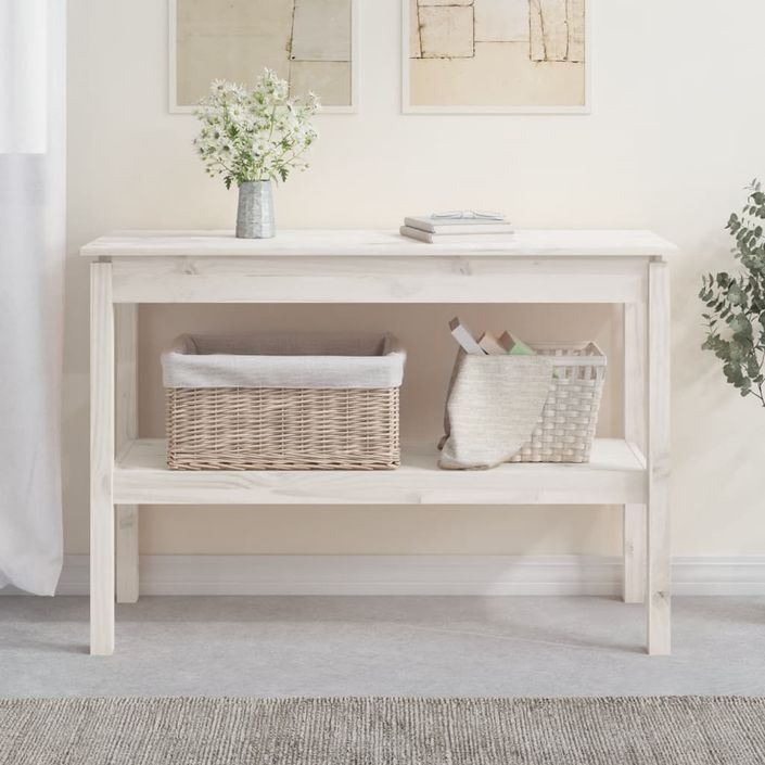 Table console Blanc 110x40x75 cm Bois de pin solide - Photo n°1