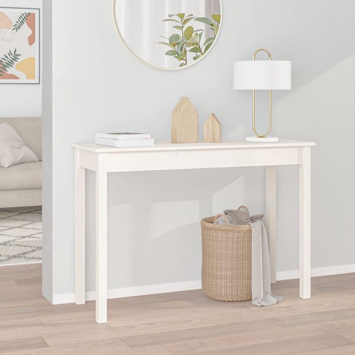 Table console Blanc 110x40x75 cm Bois massif de pin - Photo n°1