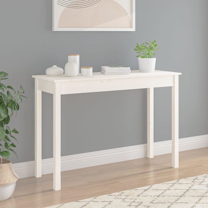 Table console Blanc 110x40x75 cm Bois massif de pin - Photo n°3