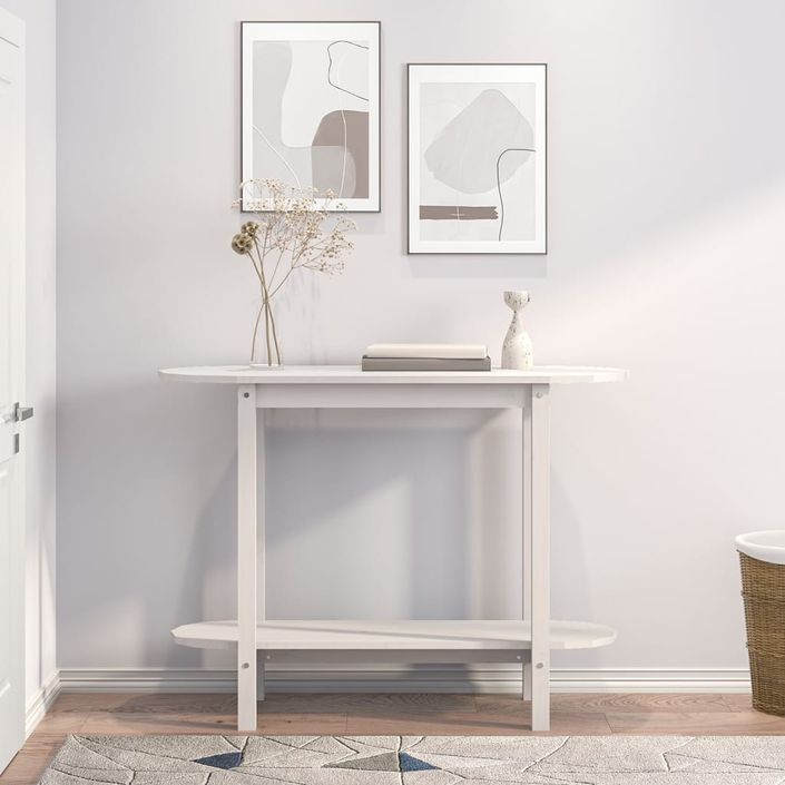 Table console Blanc 110x40x80 cm Bois massif de pin - Photo n°3