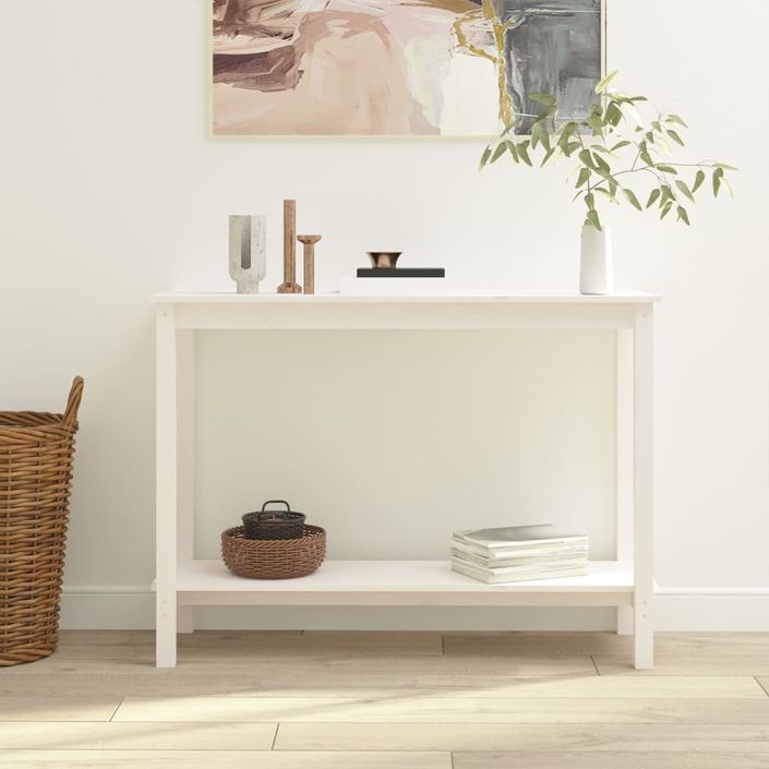 Table console Blanc 110x40x80 cm Bois massif de pin - Photo n°1