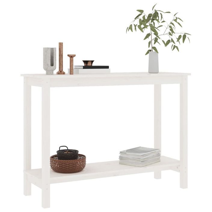 Table console Blanc 110x40x80 cm Bois massif de pin - Photo n°6