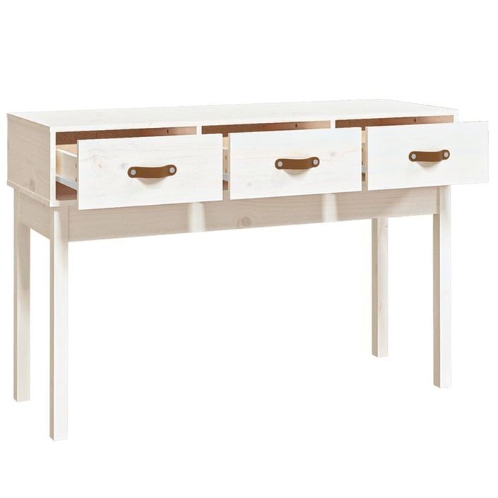 Table console Blanc 114x40x75 cm Bois massif de pin - Photo n°4