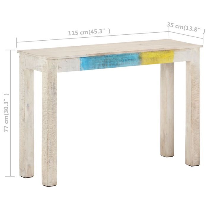 Table console Blanc 115x35x77 cm Bois de manguier brut - Photo n°5