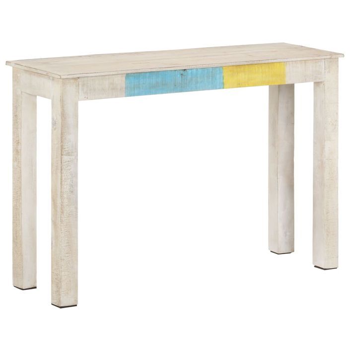 Table console Blanc 115x35x77 cm Bois de manguier brut - Photo n°9