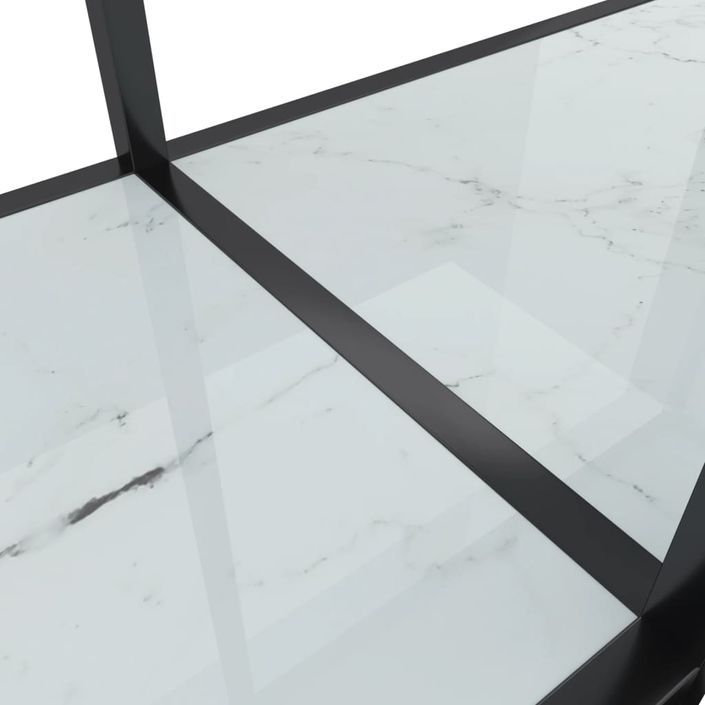 Table console Blanc 160x35x75,5 cm Verre trempé - Photo n°5