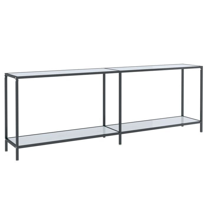 Table console Blanc 220x35x75,5 cm Verre trempé - Photo n°2