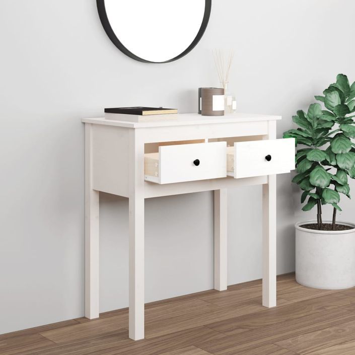 Table console Blanc 70x35x75 cm Bois massif de pin - Photo n°3