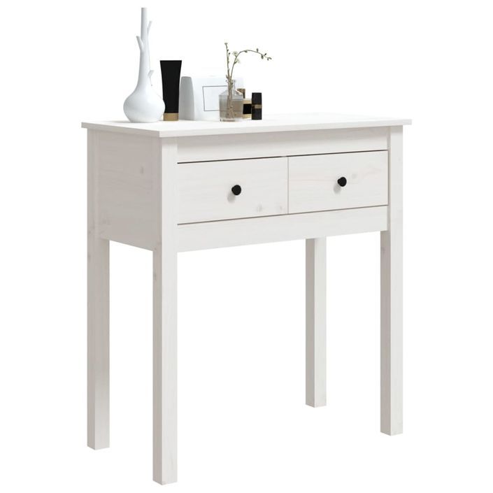 Table console Blanc 70x35x75 cm Bois massif de pin - Photo n°4