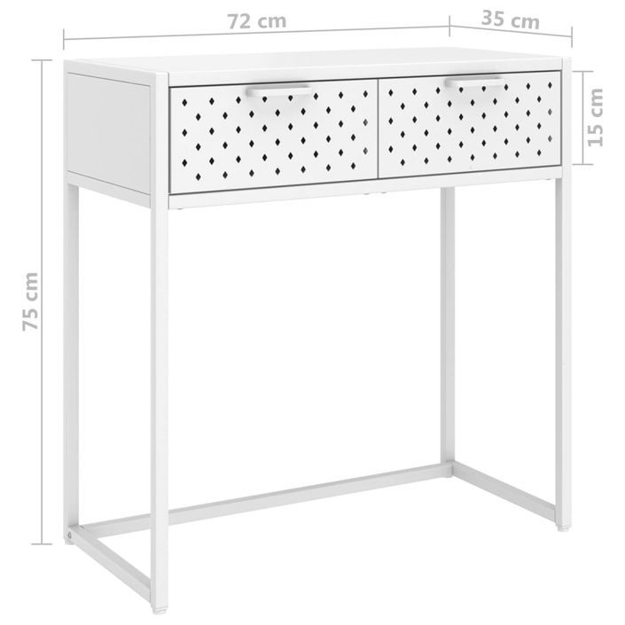Table console Blanc 72x35x75 cm Acier - Photo n°9