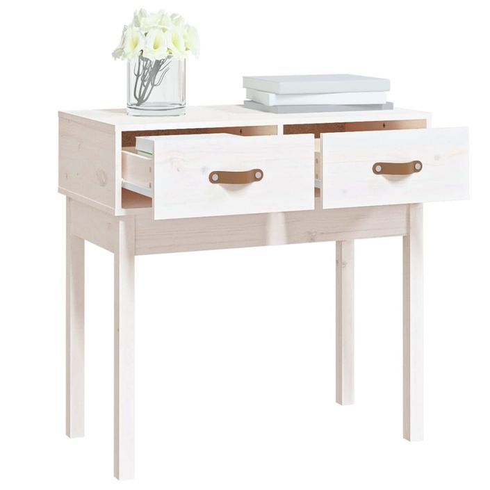 Table console Blanc 76,5x40x75 cm Bois massif de pin - Photo n°7