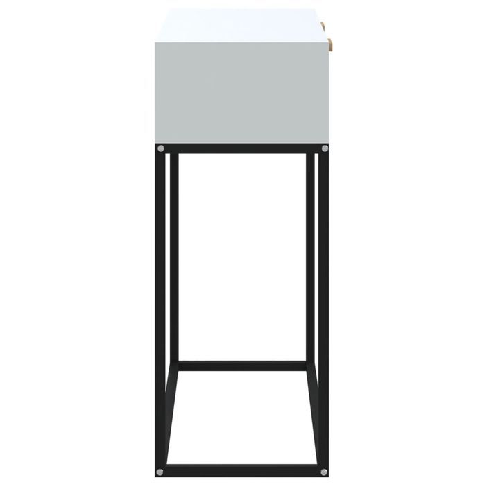 Table console blanc 80x30x75 cm bois d'ingénierie et fer - Photo n°6