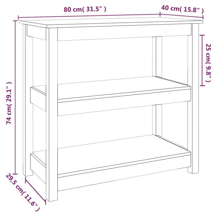 Table console Blanc 80x40x74 cm Bois massif de pin - Photo n°8