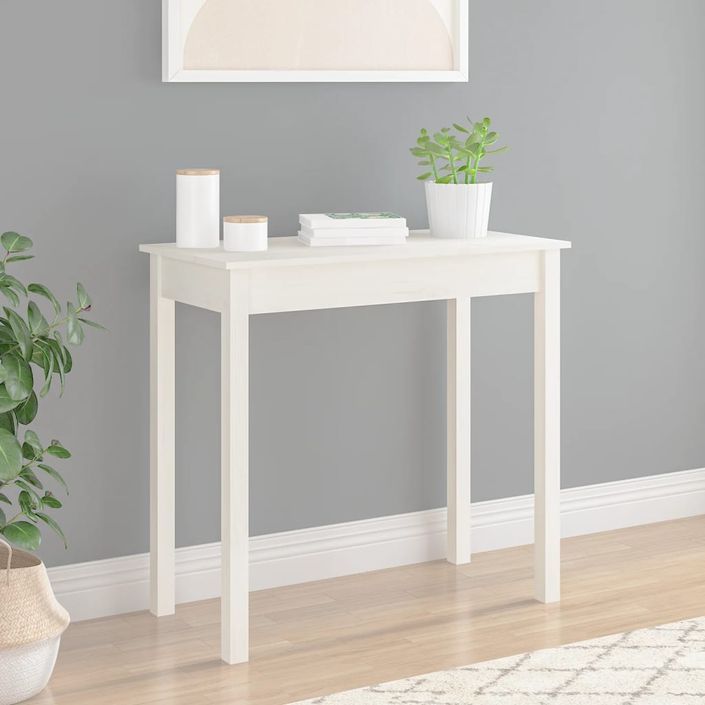 Table console Blanc 80x40x75 cm Bois massif de pin - Photo n°1