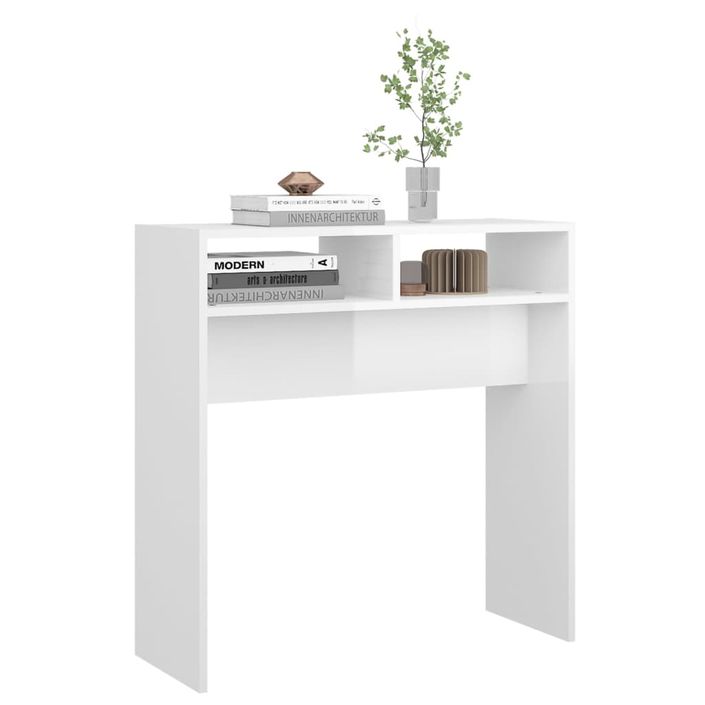 Table console Blanc brillant 78x30x80 cm - Photo n°4