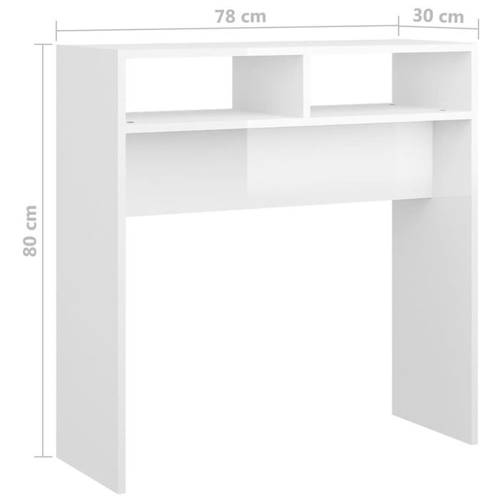 Table console Blanc brillant 78x30x80 cm - Photo n°7