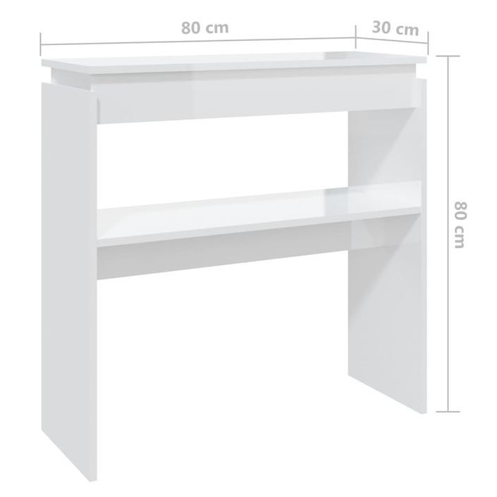 Table console Blanc brillant 80x30x80 cm - Photo n°6