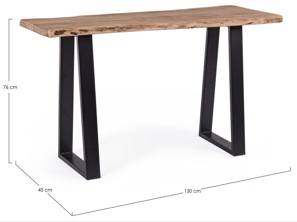 Table console bois d'acacia et pieds acier noir Amaly 130 cm - Photo n°3