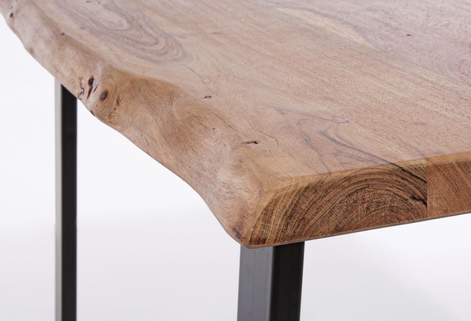 Table console bois d'acacia et pieds acier noir Amaly 130 cm - Photo n°4