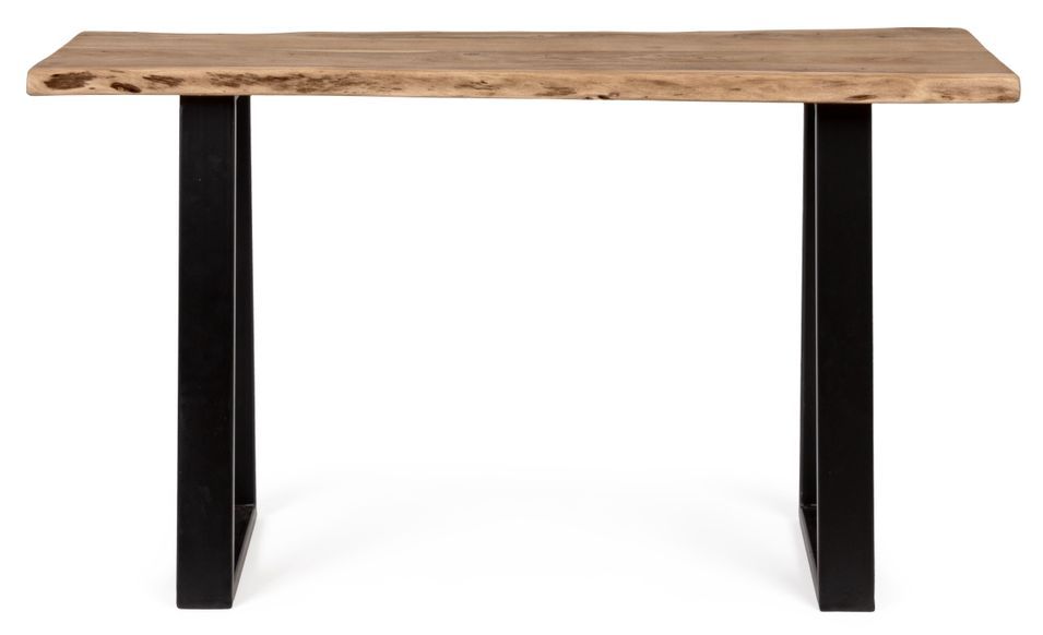Table console bois d'acacia et pieds acier noir Amaly 130 cm - Photo n°2