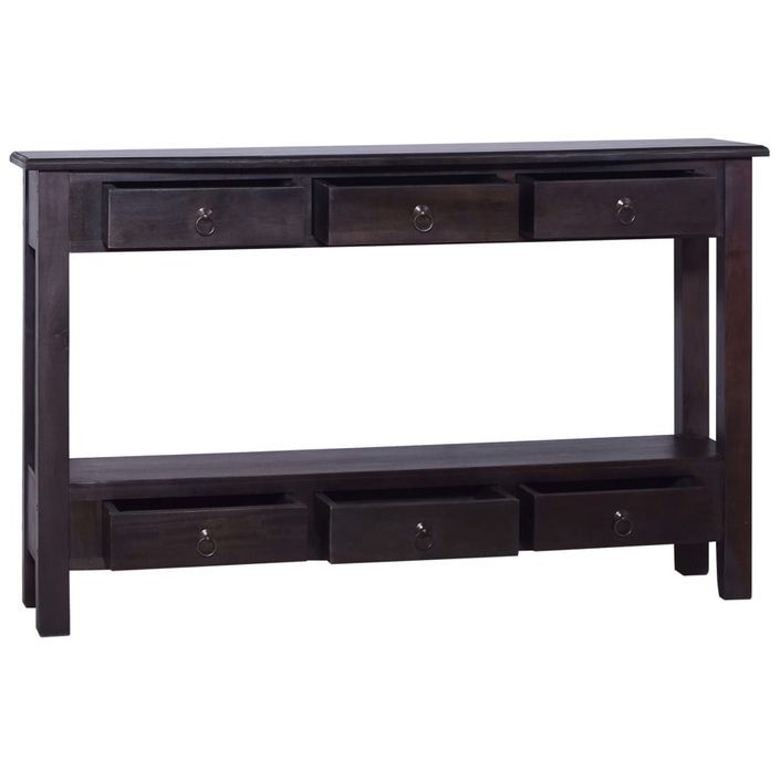 Table console Café noir clair 120x30x75 cm Bois d'acajou solide - Photo n°2