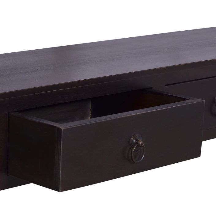 Table console Café noir clair 120x30x75 cm Bois d'acajou solide - Photo n°8