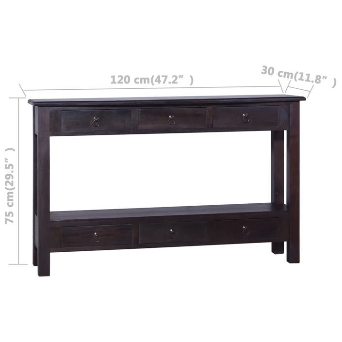 Table console Café noir clair 120x30x75 cm Bois d'acajou solide - Photo n°9