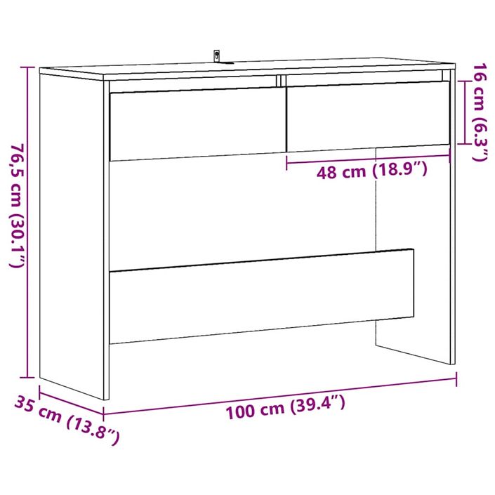 Table console chêne artisanal 100x35x76,5 cm bois d'ingénierie - Photo n°10