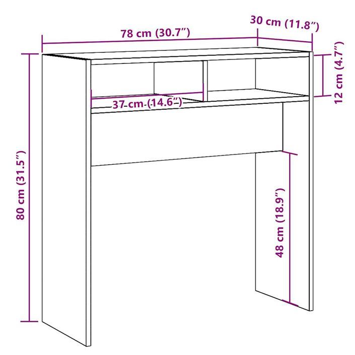 Table console chêne artisanal 78x30x80 cm bois d'ingénierie - Photo n°9